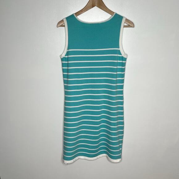 Sail To Sable Women Sleeveless Knit Shift Dress S Teal Stripe Coastal Nautical - Picture 7 of 8
